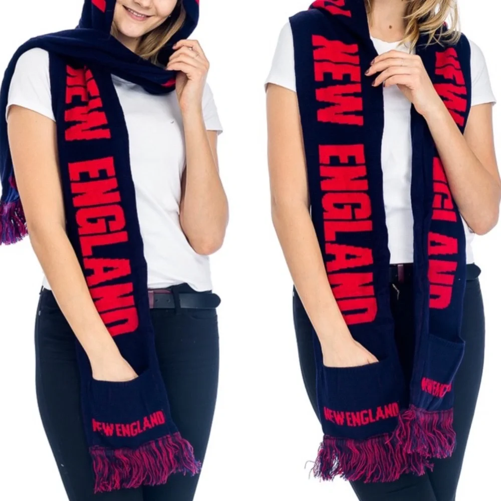 Great Gift! Unisex New England Football Team Warm Hand Pockets Scarf